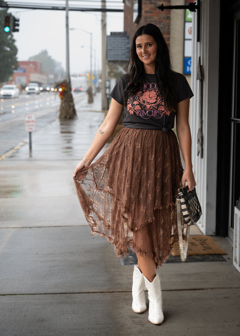 Embellished Lace Hem Skirt