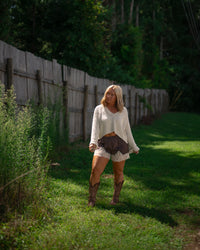 Chocolate Kiss Satin Lace Trim Shorts