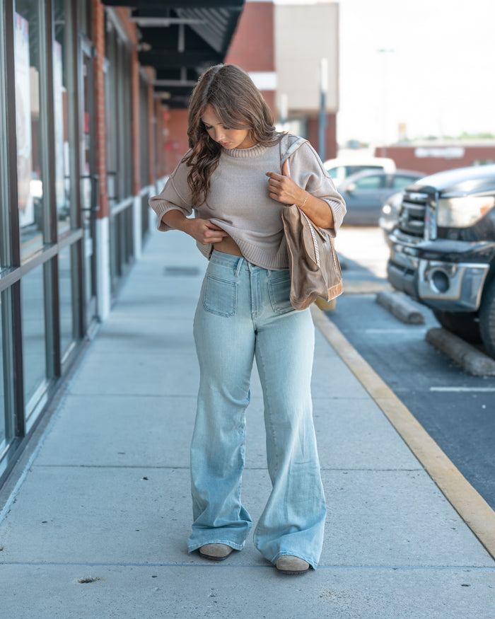 Good American Soft Tech Good Waist Palazzo Jeans Indigo 1129