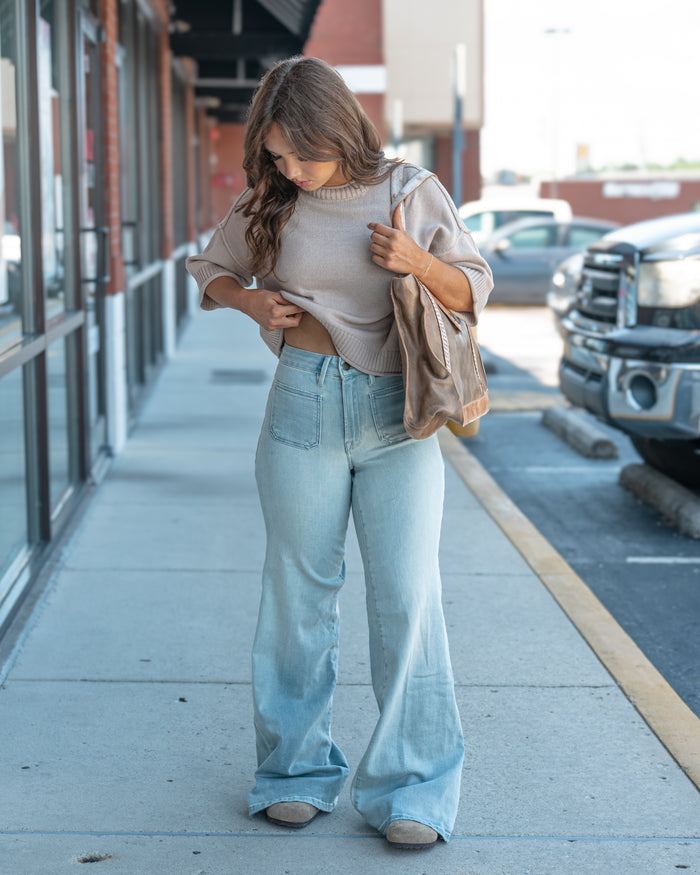 Good American Soft Tech Good Waist Palazzo Jeans Indigo 1129