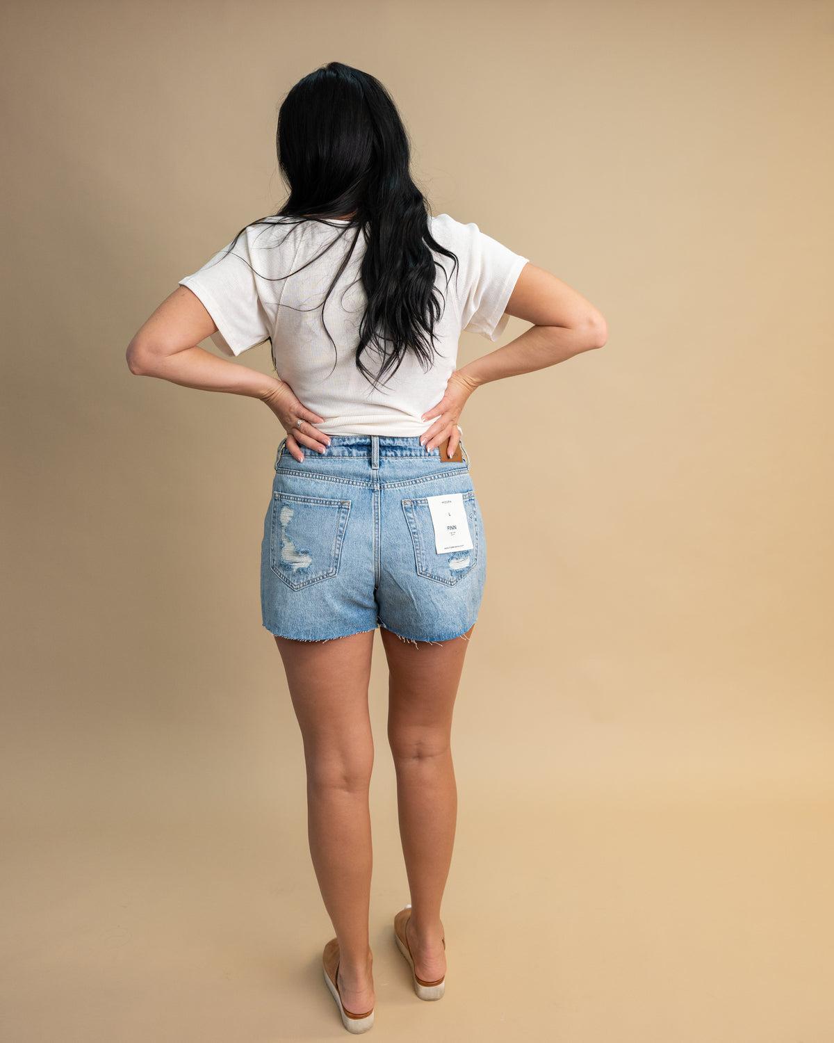 Midtown Distressed High Rise Shorts