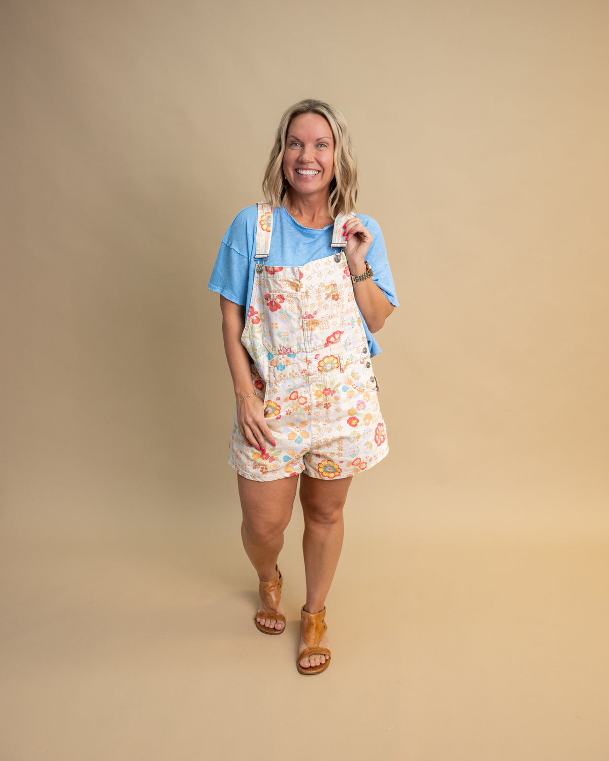 Free People Sun Drenched Combo Ziggy Overalls