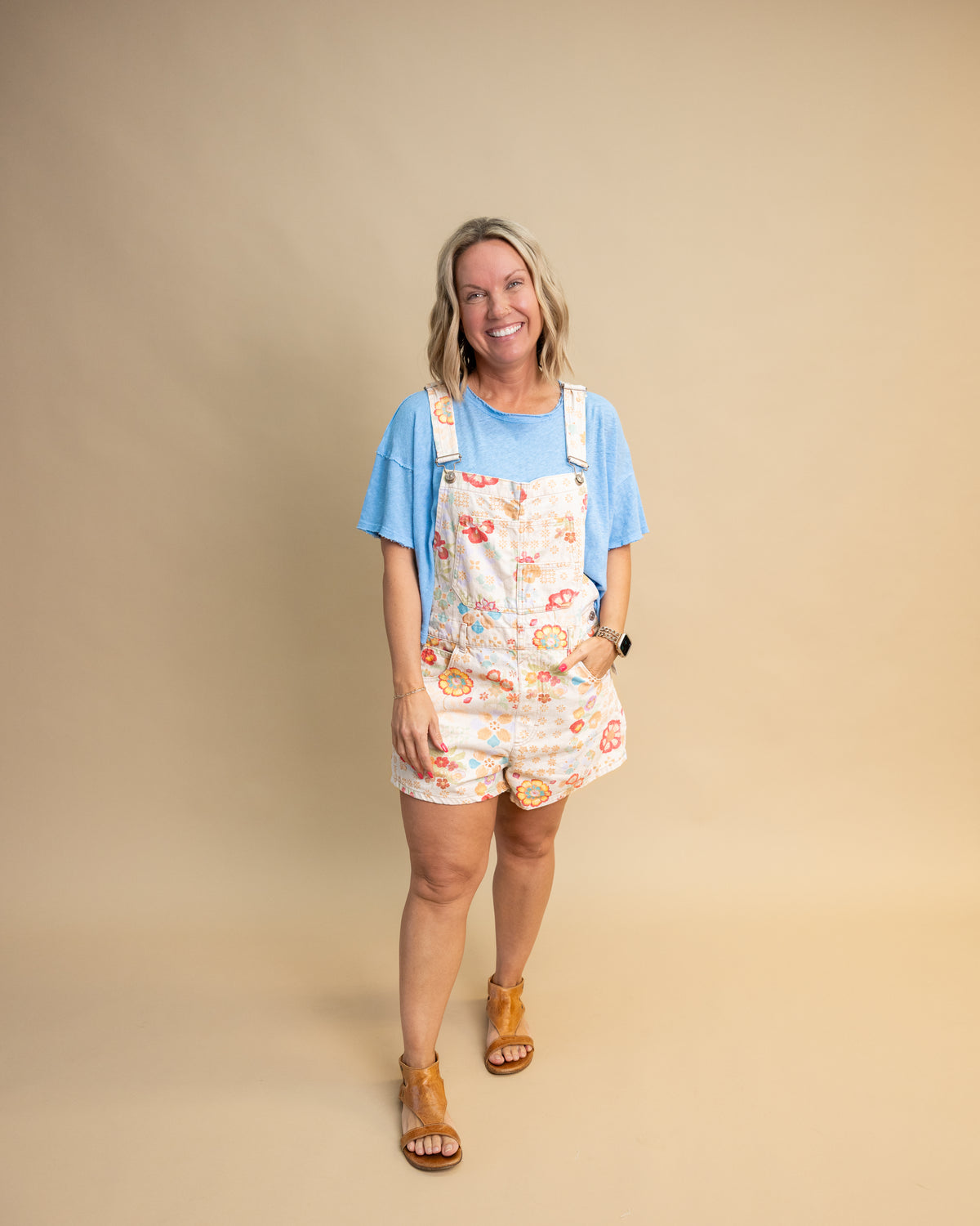 Free People Sun Drenched Combo Ziggy Overalls