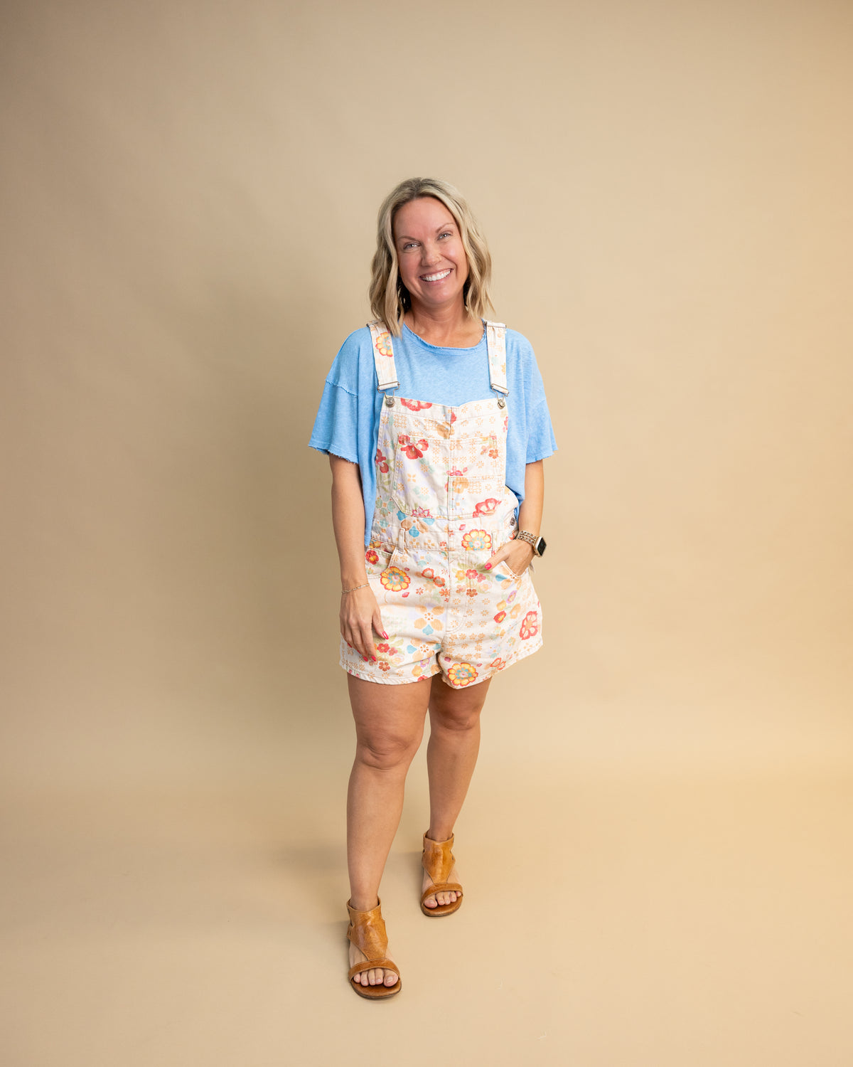 Free People Sun Drenched Combo Ziggy Overalls