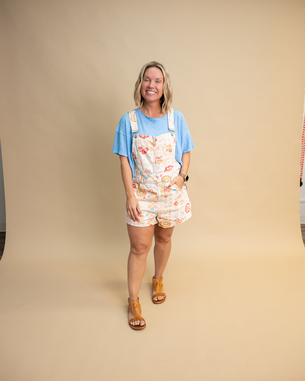 Free People Sun Drenched Combo Ziggy Overalls