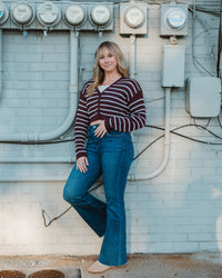Striped Merlot Cardigan