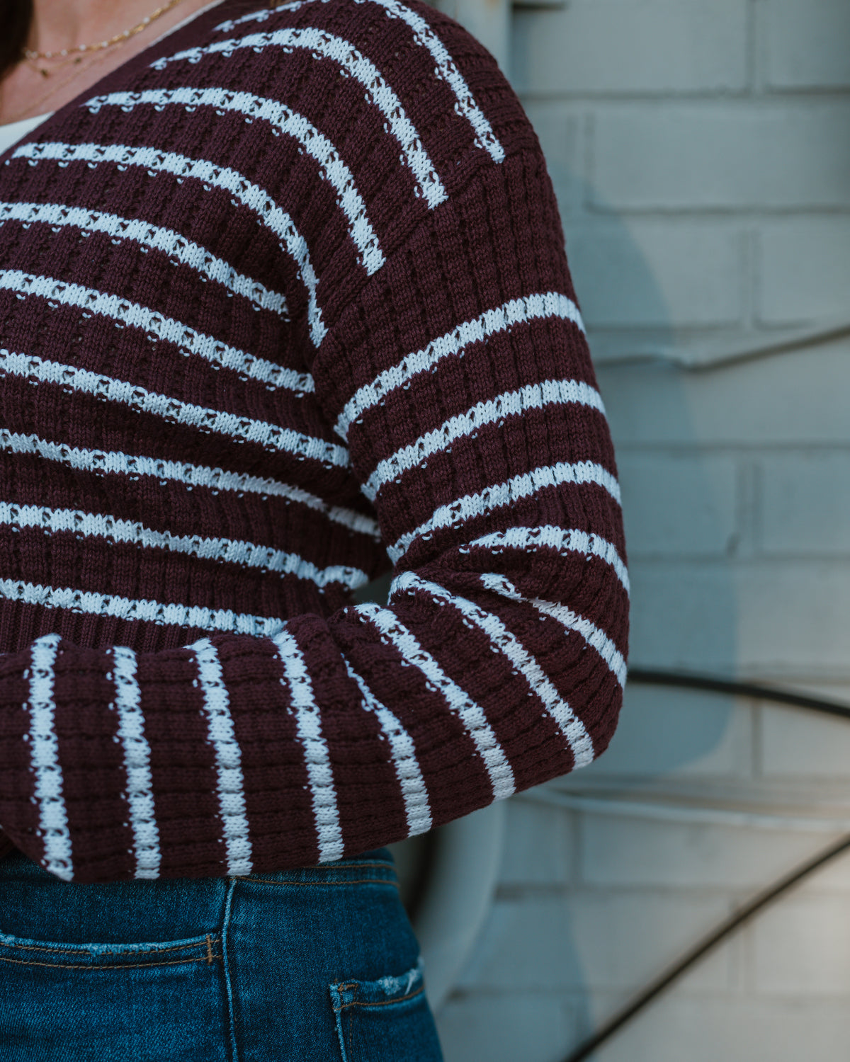 Striped Merlot Cardigan