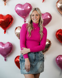 Hot Pink Kisses Mock Neck Top