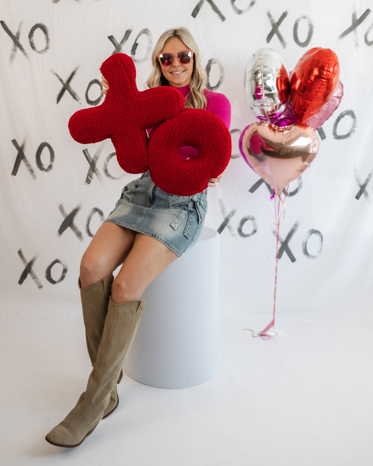 Hot Pink Kisses Mock Neck Top