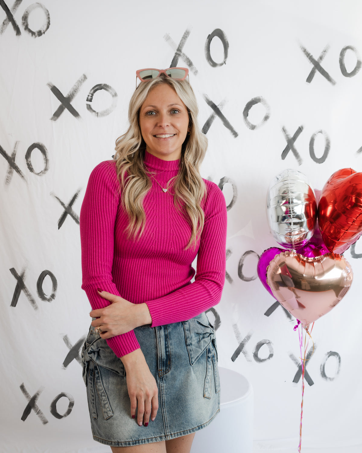 Hot Pink Kisses Mock Neck Top