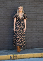 Black Daisy Cut Out Maxi Dress