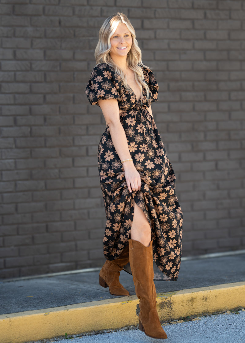 Black Daisy Cut Out Maxi Dress