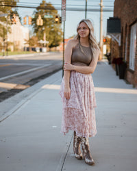 Twisted Times Floral Print Midi Skirt