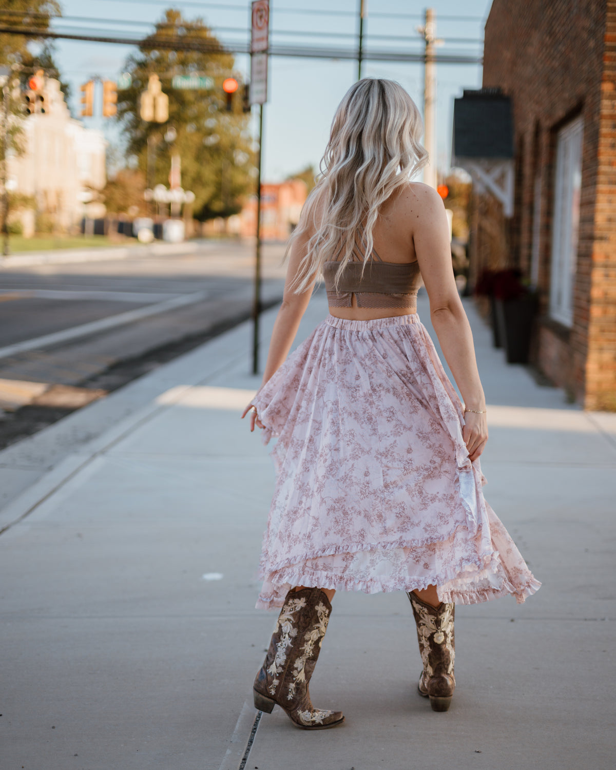 Twisted Times Floral Print Midi Skirt