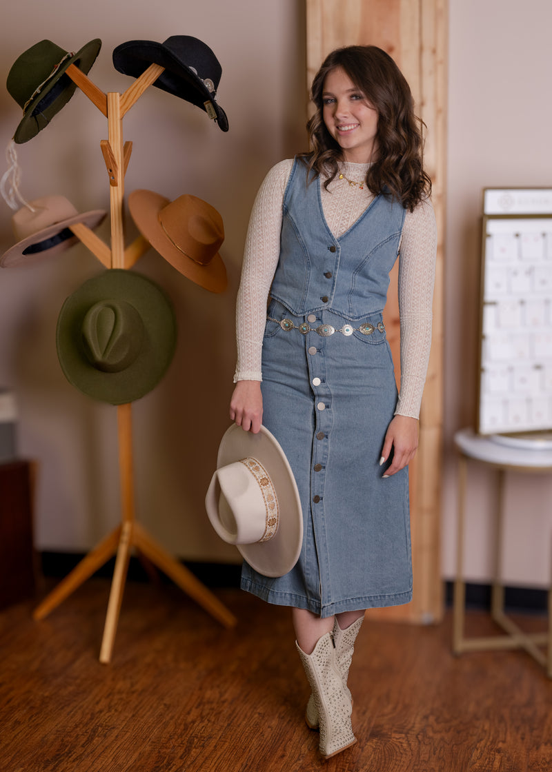 Vintage Cowgirl Vest & Skirt Set