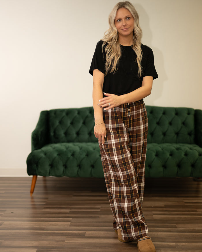 Plaid Pajama Pant Sets + Short Sleeve Shirt