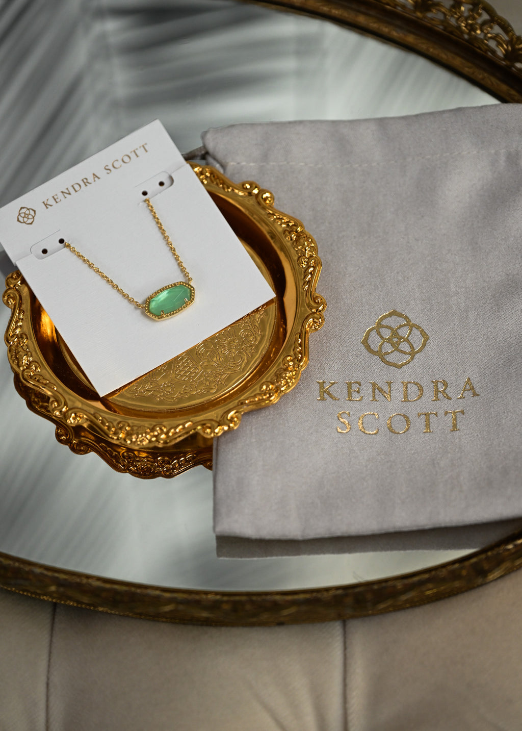 Kendra Scott Elisa Light Green MOP Necklace in Gold