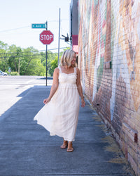 Cinched & Ruffled Side Tie Maxi Dress