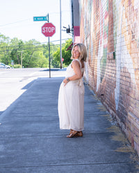 Cinched & Ruffled Side Tie Maxi Dress