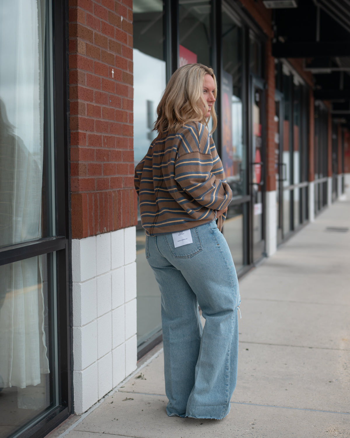 Good American Vintage Low Slung Baggy Jeans in Terra