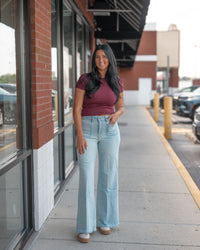 Good American Soft Tech Good Waist Palazzo Jeans Indigo 1129