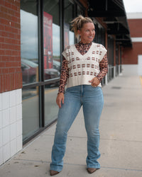 Leopard Mesh Mock Neck Top