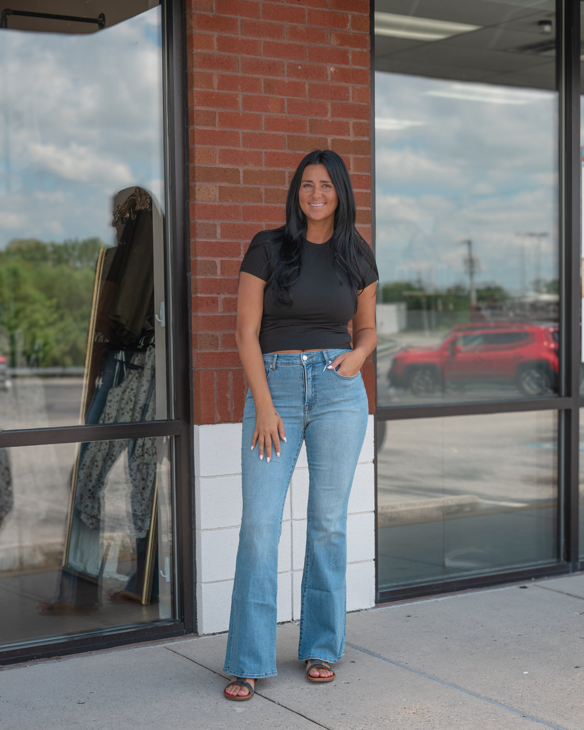 Good American Good Legs Flare Jeans in Indigo 1290