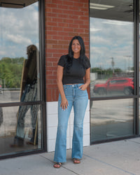 Good American Good Legs Flare Jeans in Indigo 1290