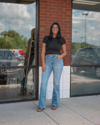 Good American Good Legs Flare Jeans in Indigo 1290
