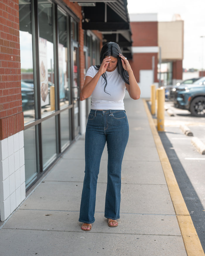 Good American Good Legs Flare Jeans in Indigo 1153