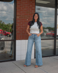 Good American Good Waist Palazzo Jeans Indigo 1154