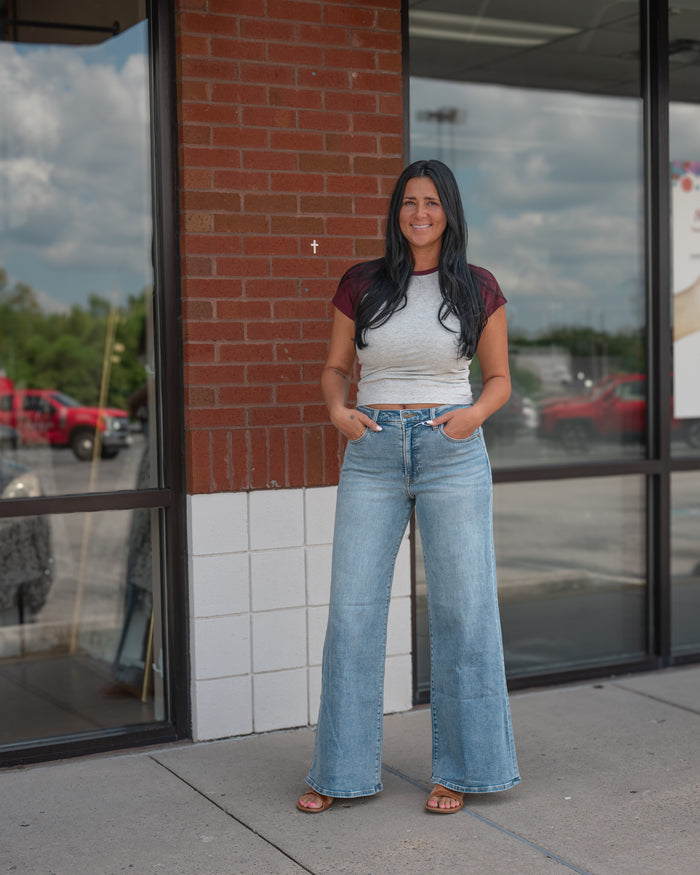 Good American Good Waist Palazzo Jeans Indigo 1154