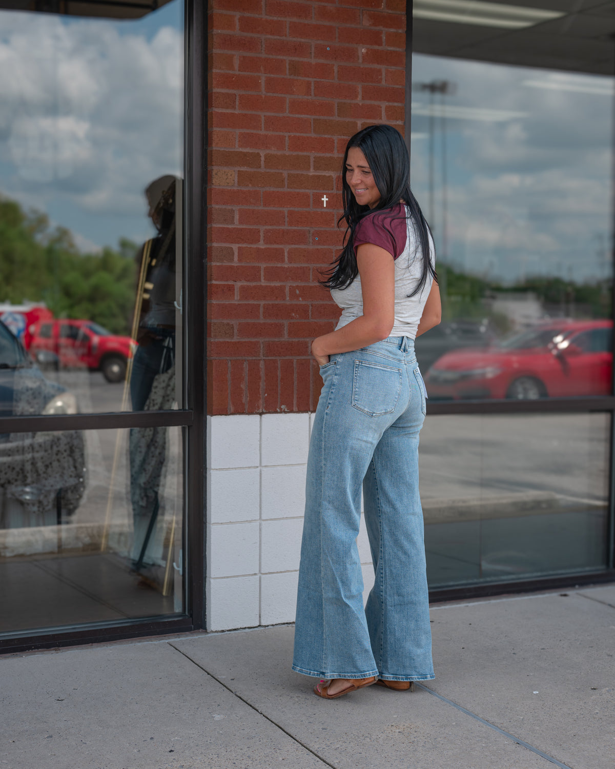 Good American Good Waist Palazzo Jeans Indigo 1154