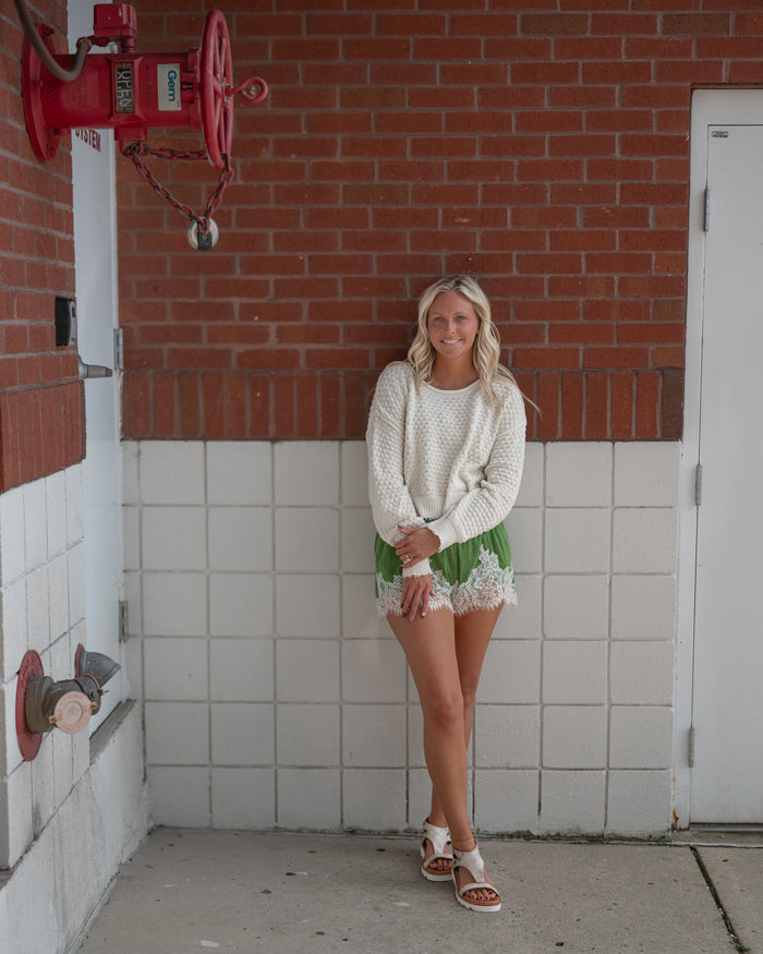 Kiwi Tencel Lace Trim Shorts