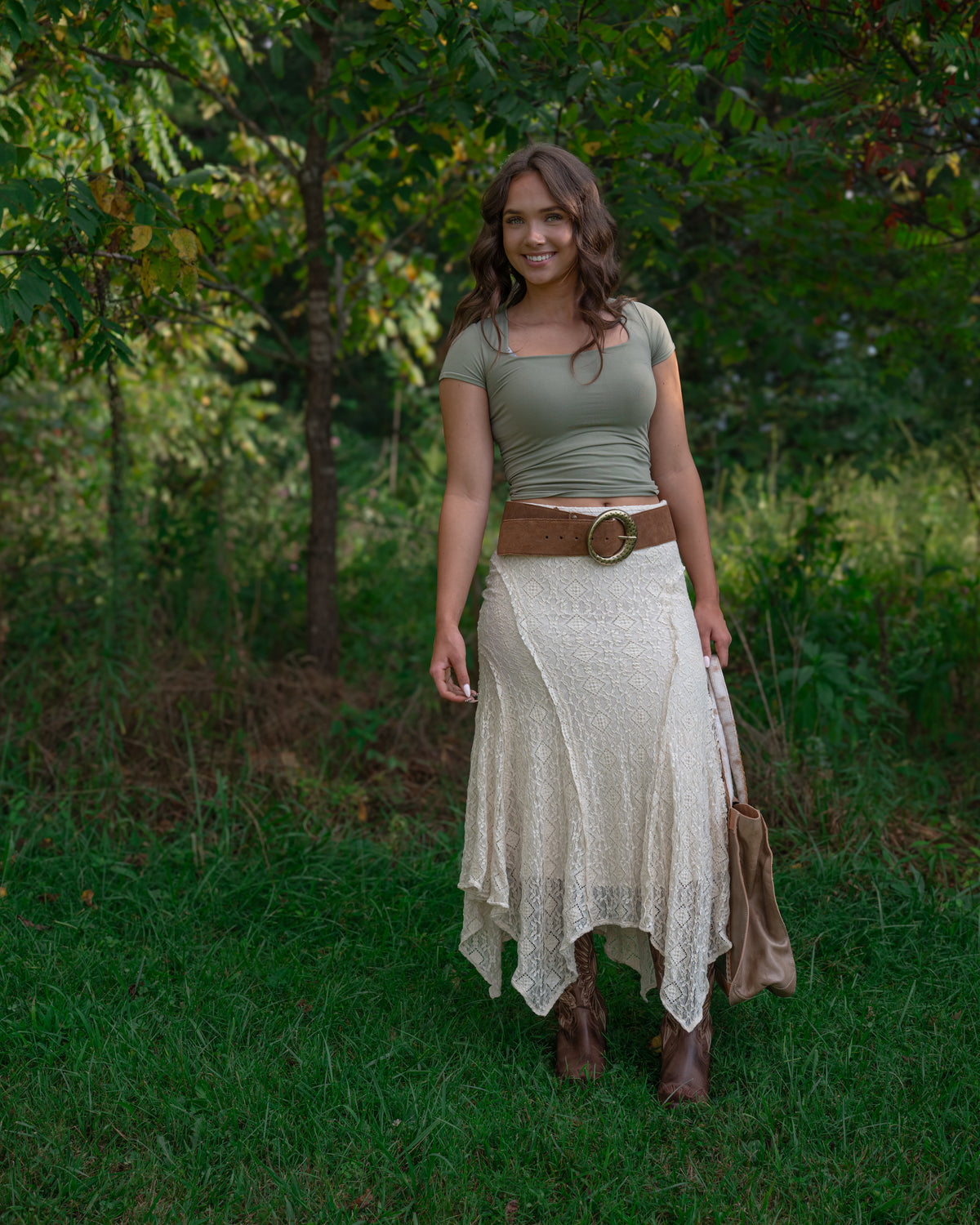 Free People Bella Lace Mermaid Skirt in Tea