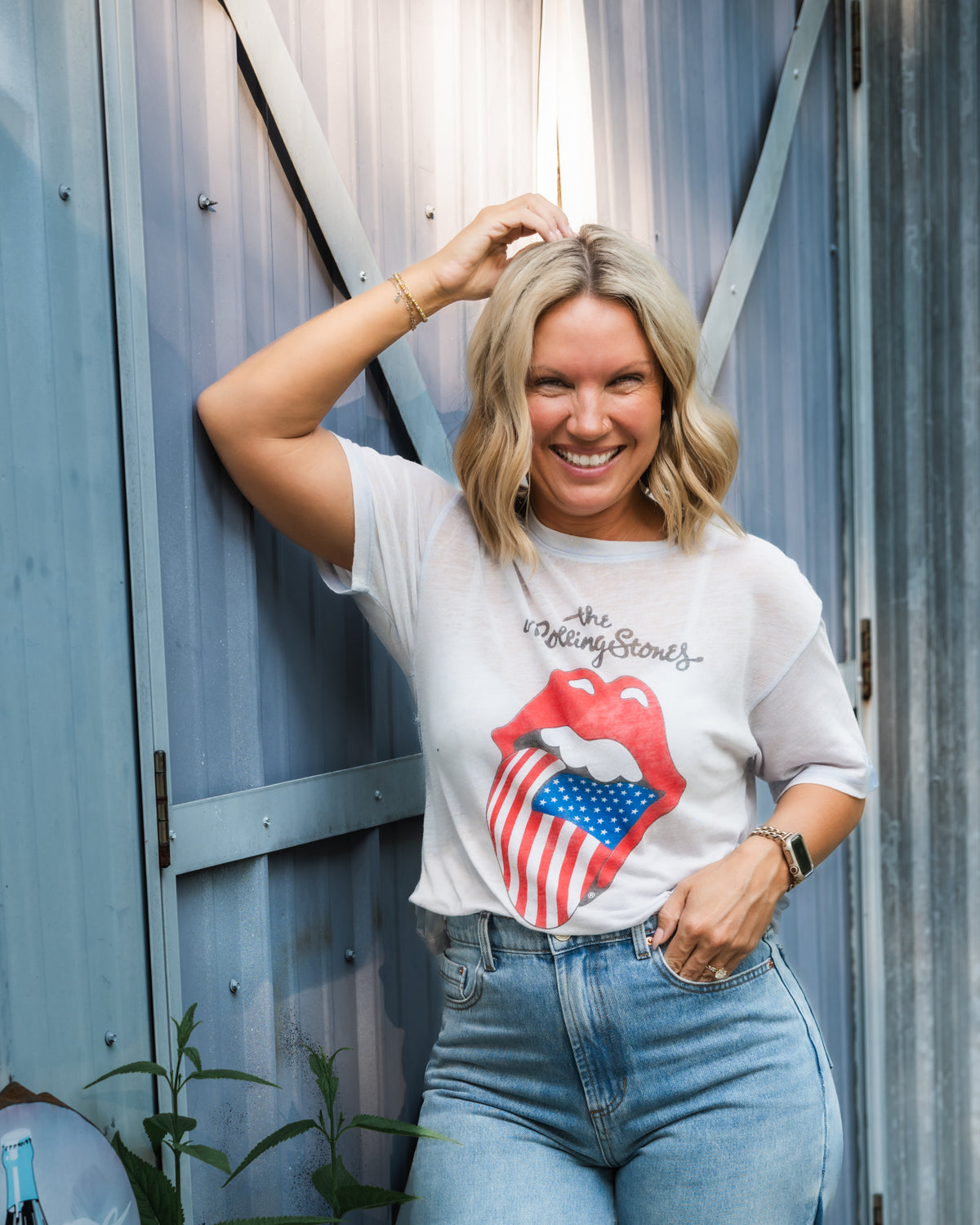Daydreamer Licensed Rolling Stones Flag Tongue Boyfriend Tee