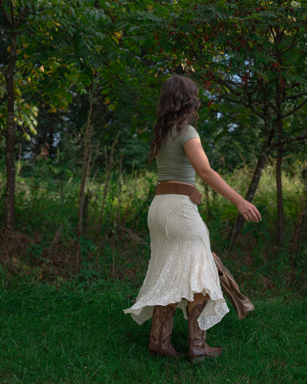Free People Bella Lace Mermaid Skirt in Tea