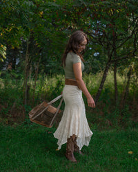 Free People Bella Lace Mermaid Skirt in Tea