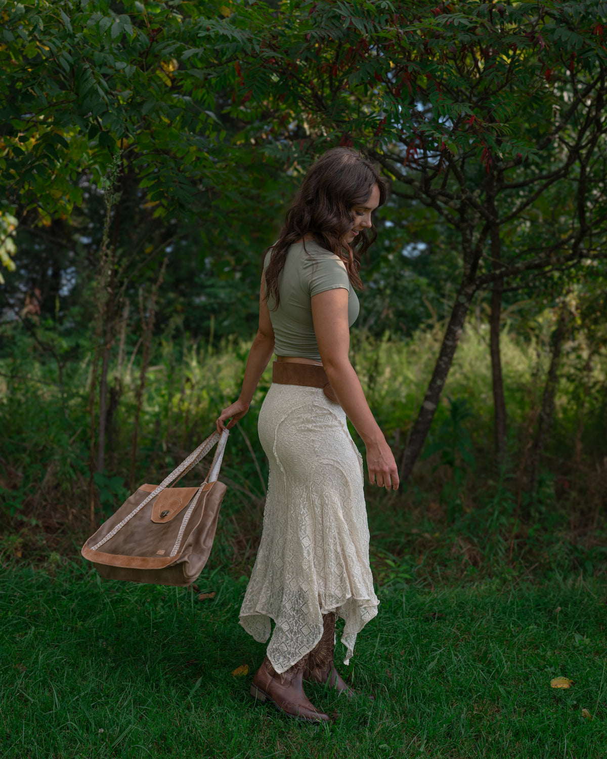 Free People Bella Lace Mermaid Skirt in Tea