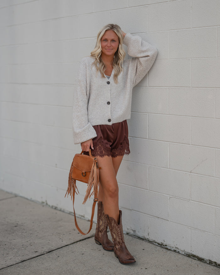 Chocolate Lace Trim Shorts