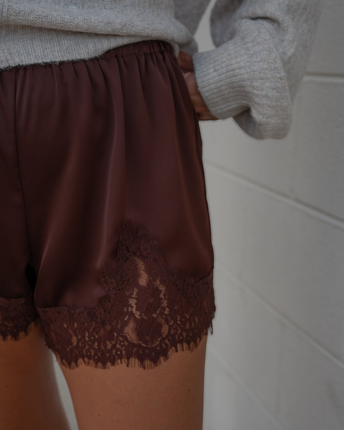 Chocolate Lace Trim Shorts