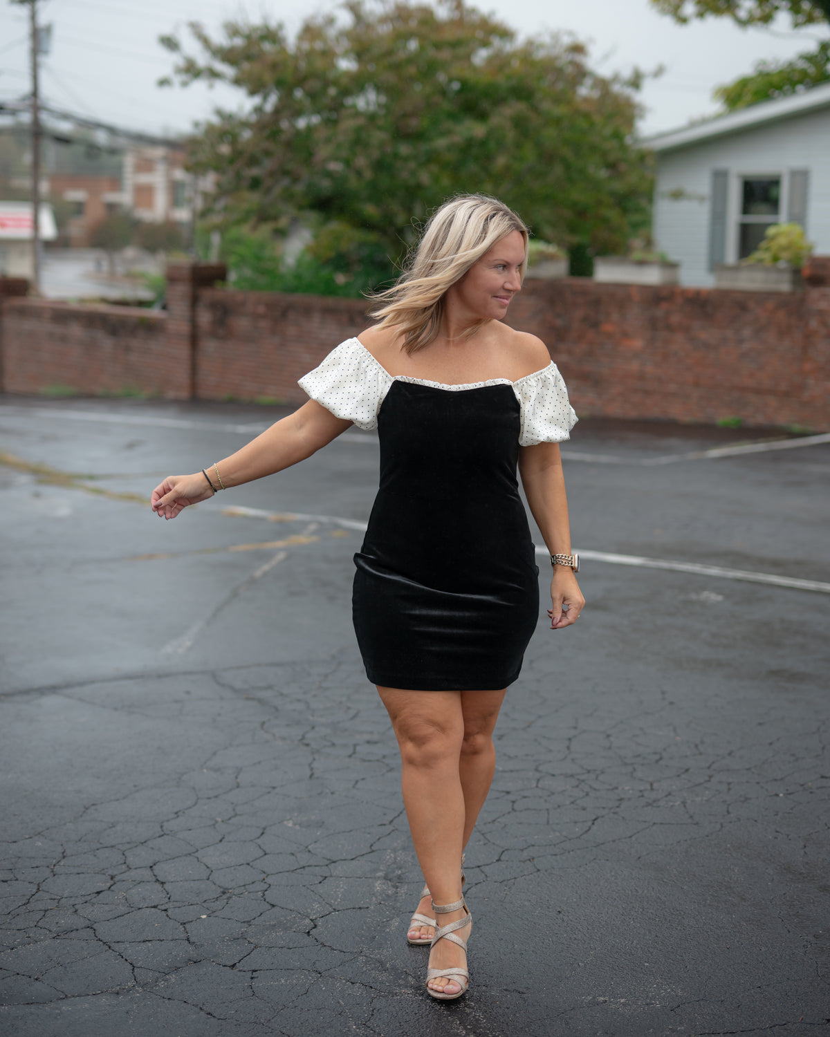 Sadie & Sage Velvet Hour Puff Sleeve Mini Dress