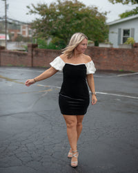 Sadie & Sage Velvet Hour Puff Sleeve Mini Dress