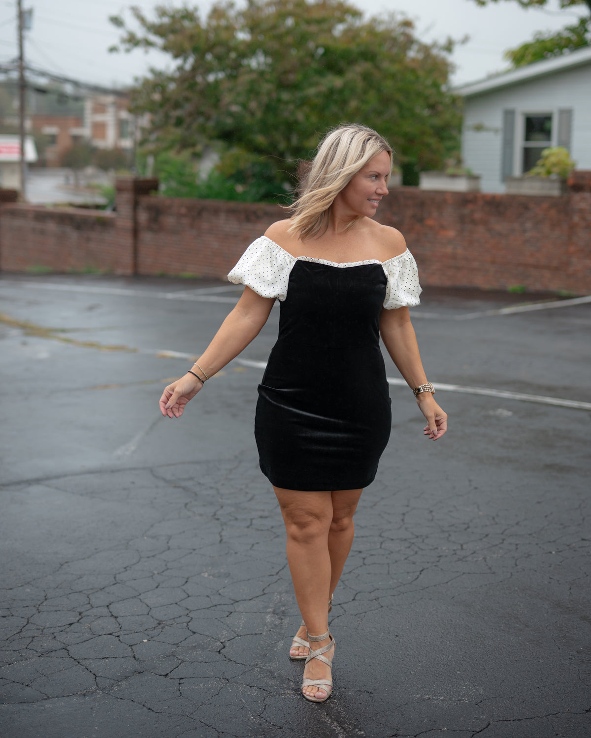 Sadie & Sage Velvet Hour Puff Sleeve Mini Dress