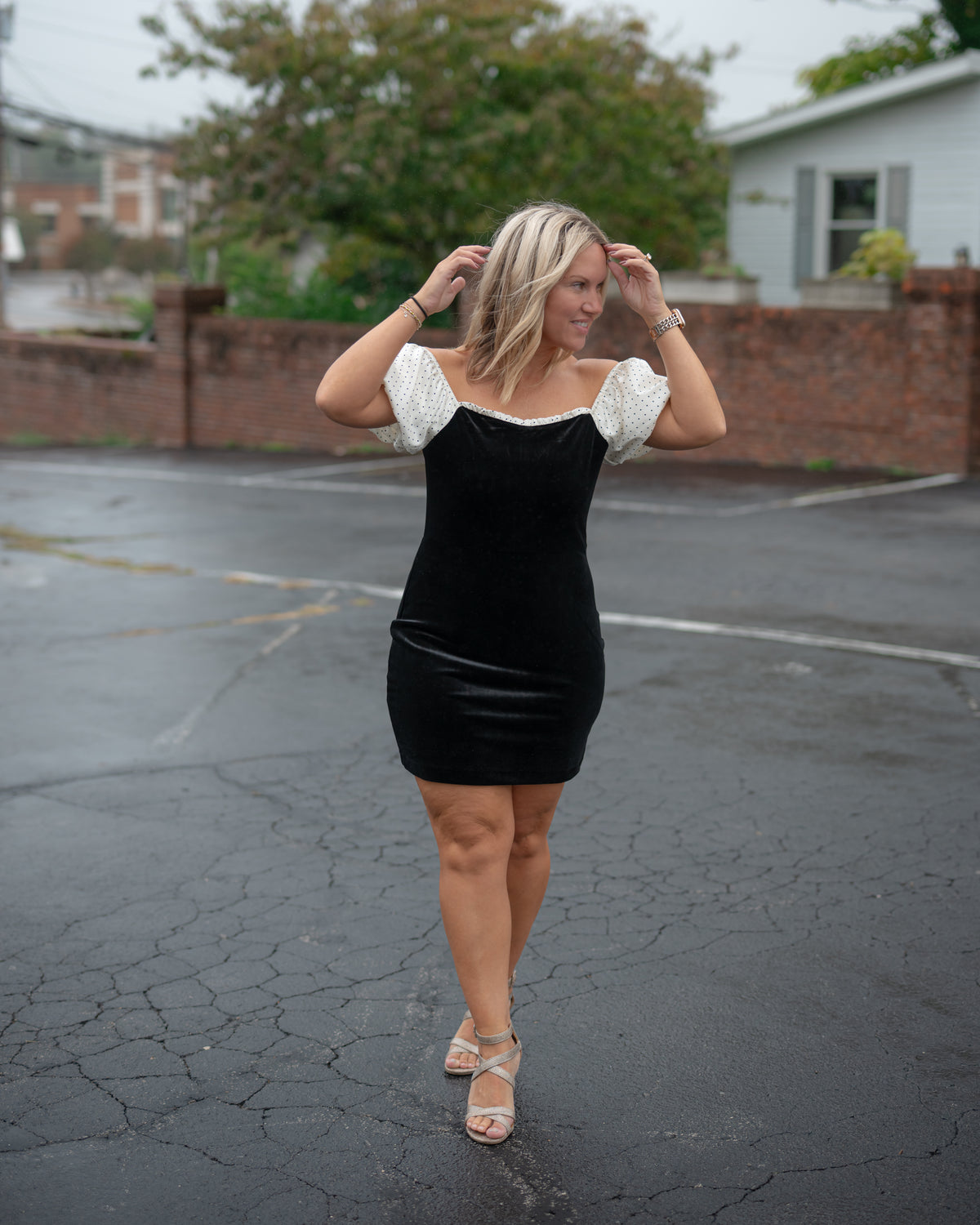 Sadie & Sage Velvet Hour Puff Sleeve Mini Dress