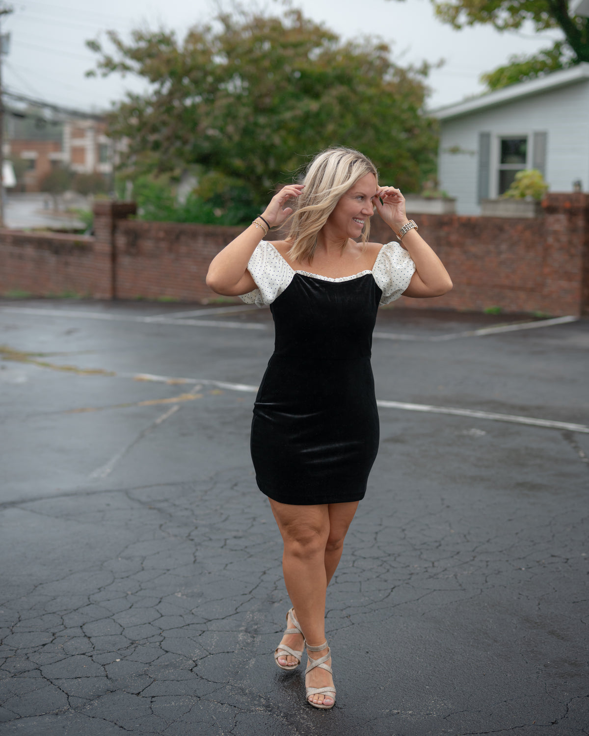 Sadie & Sage Velvet Hour Puff Sleeve Mini Dress