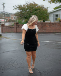 Sadie & Sage Velvet Hour Puff Sleeve Mini Dress
