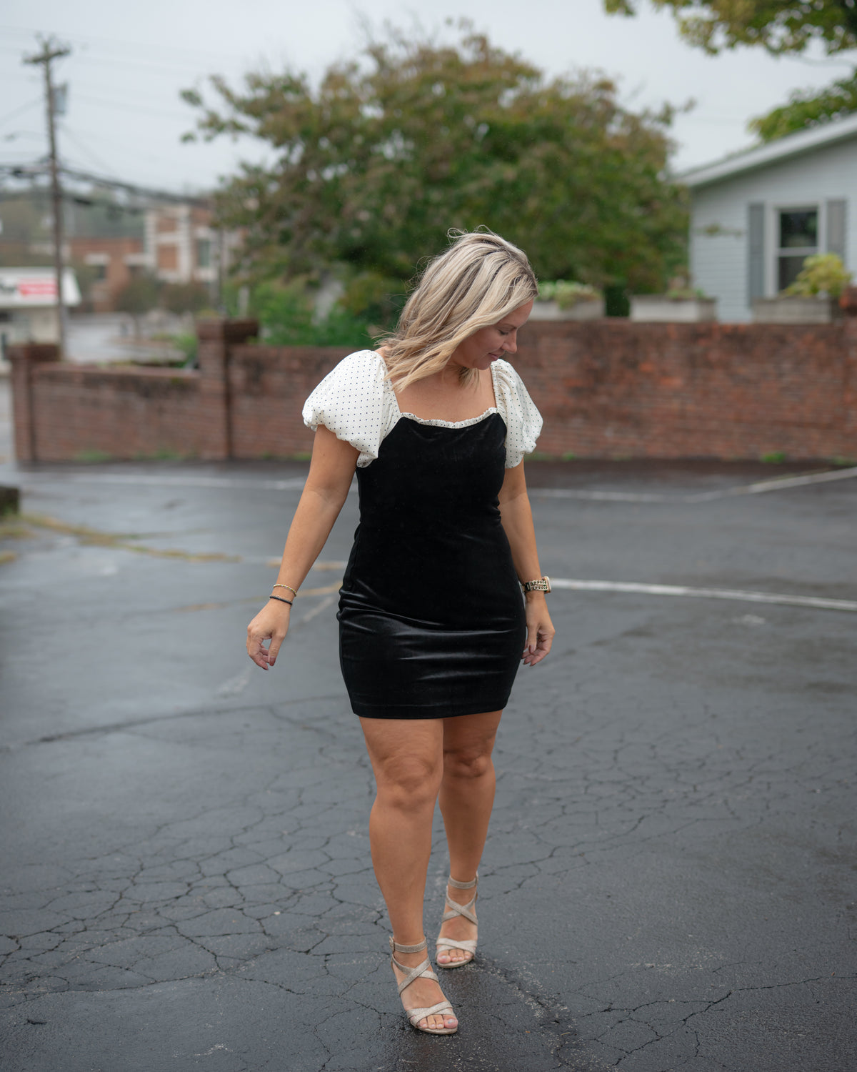 Sadie & Sage Velvet Hour Puff Sleeve Mini Dress