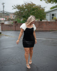Sadie & Sage Velvet Hour Puff Sleeve Mini Dress
