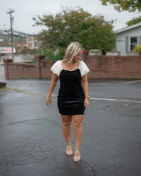 Sadie & Sage Velvet Hour Puff Sleeve Mini Dress